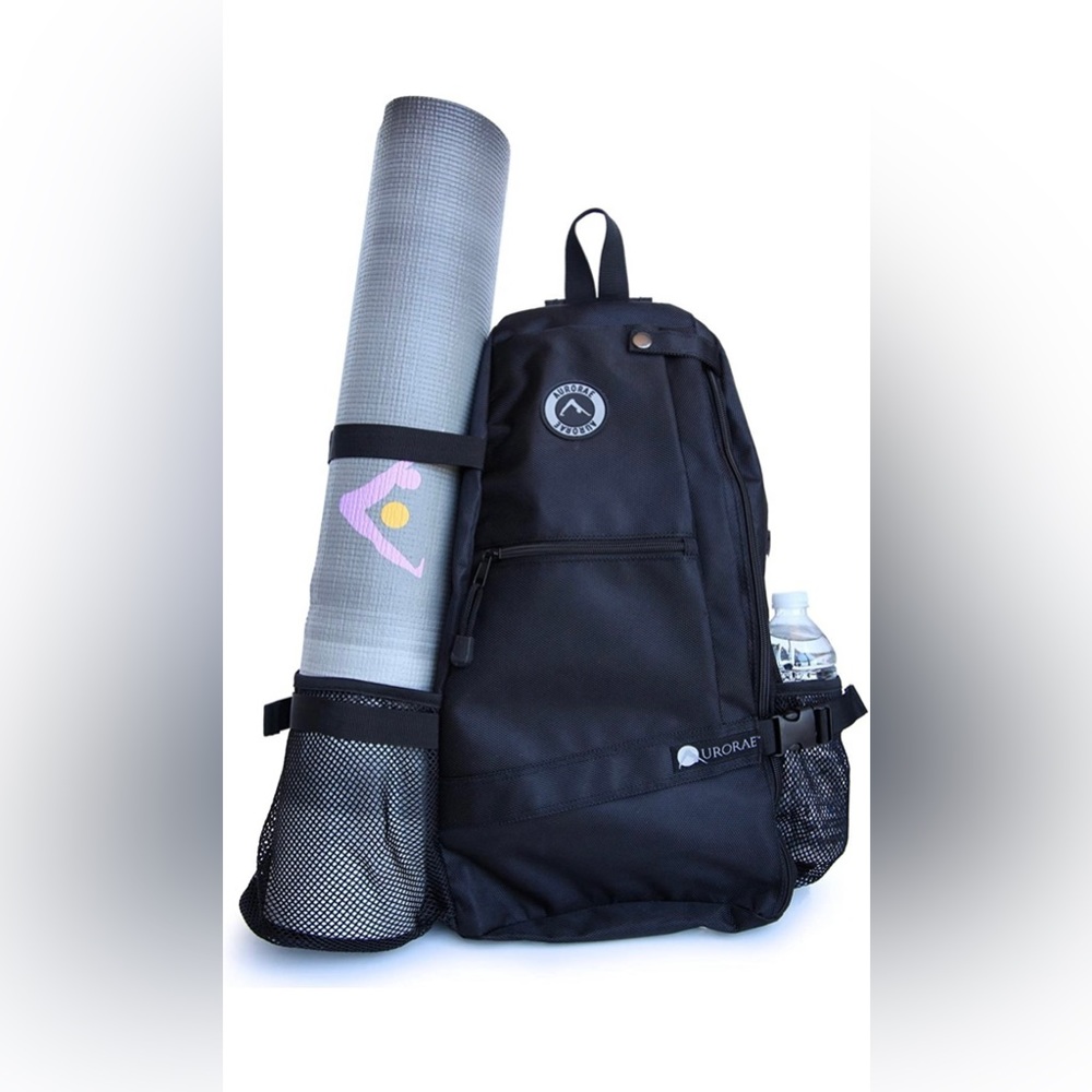Aurorae Yoga Mat Crossbody Backpack (black)